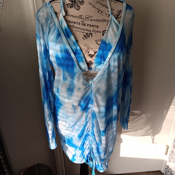 NEW 3pc Sewim Set - Tie-Dye Triangle Swimsuit Bikini w/coverup - Picture 3 of 5